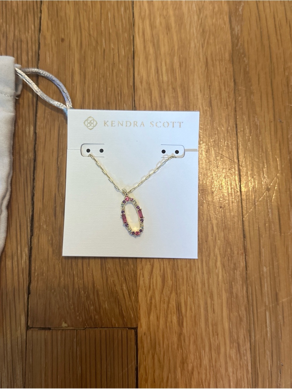 Kendra Scott Gold Necklace with Pink and Multicolor Gem Halo - Picture 2 of 3